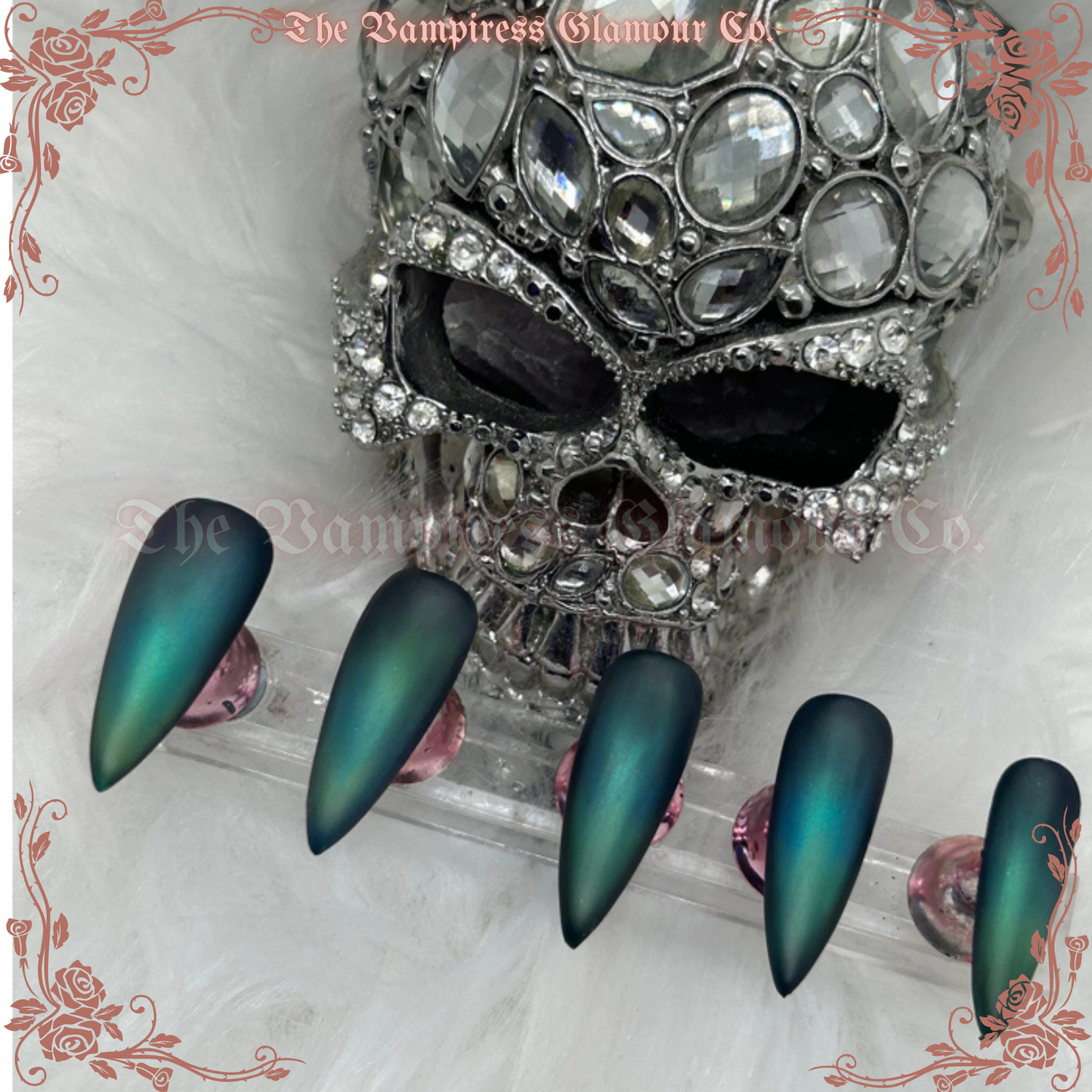 La Sirène Sombre — The Dark Siren Luxury Handcrafted Glamour Magick Gel Press-On Nail Set