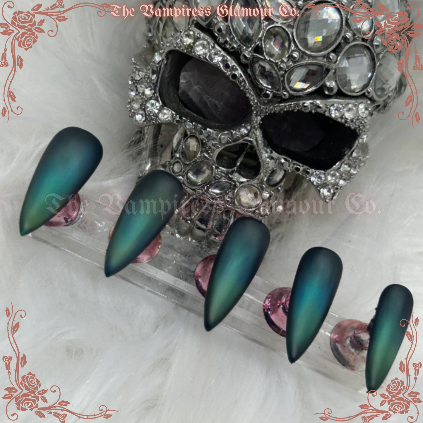 La Sirène Sombre — The Dark Siren Luxury Handcrafted Glamour Magick Gel Press-On Nail Set