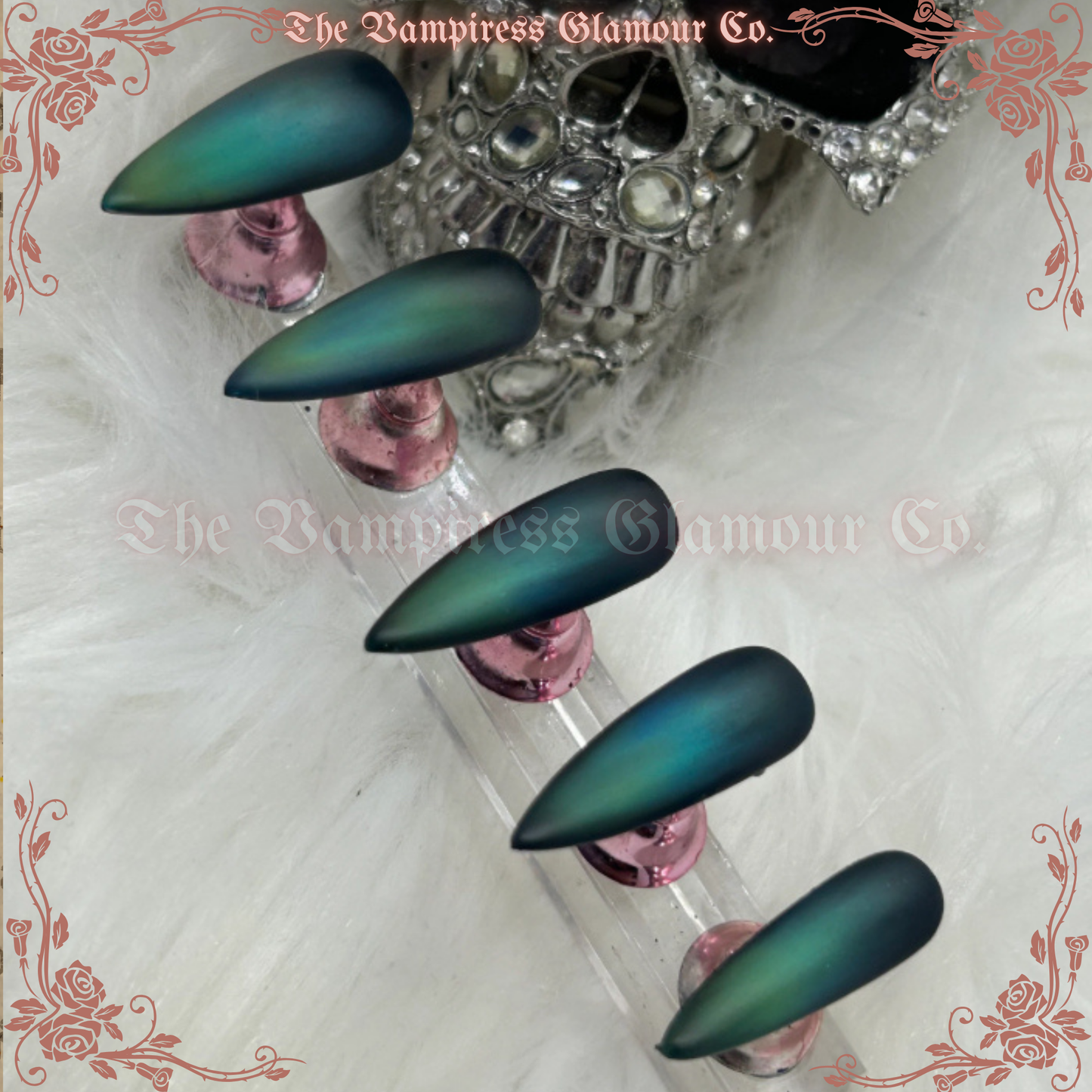 La Sirène Sombre — The Dark Siren Luxury Handcrafted Glamour Magick Gel Press-On Nail Set