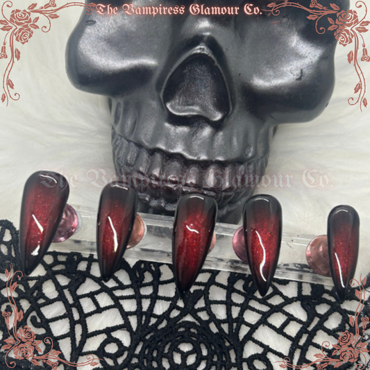 Rubis Hanté — The Haunted Ruby Luxury Handcrafted Glamour Magick Gel Press-On Nail Set