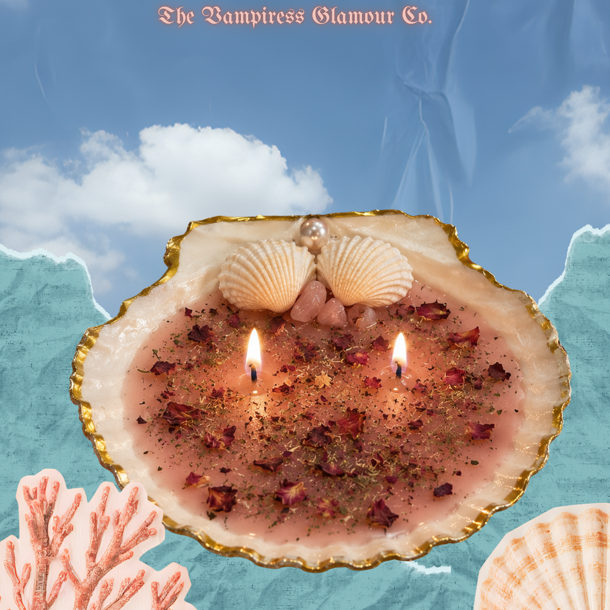 La Perle Enchantée — The Enchanted Pearl Shell Glamour Altar Candle