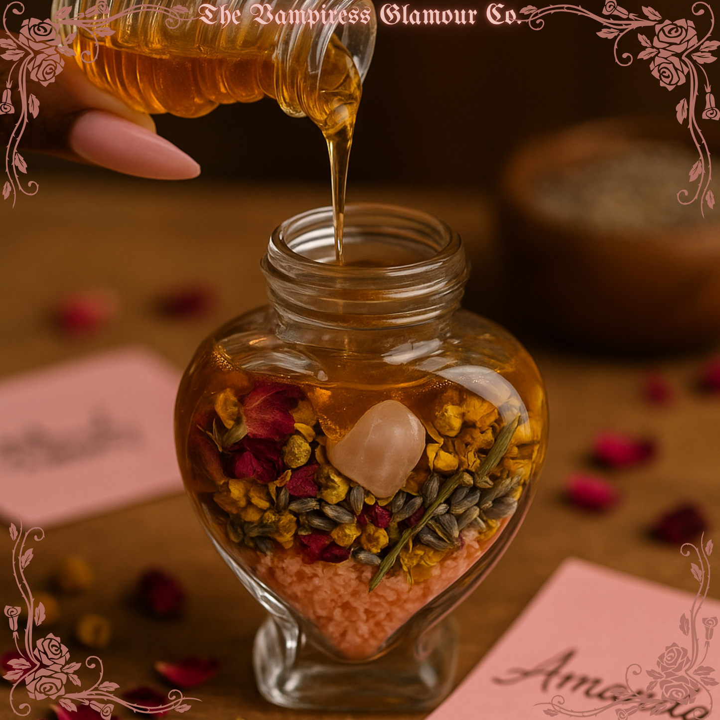 Le Rituel du Miel Rose- Self Love Honey Jar Altar Adornment