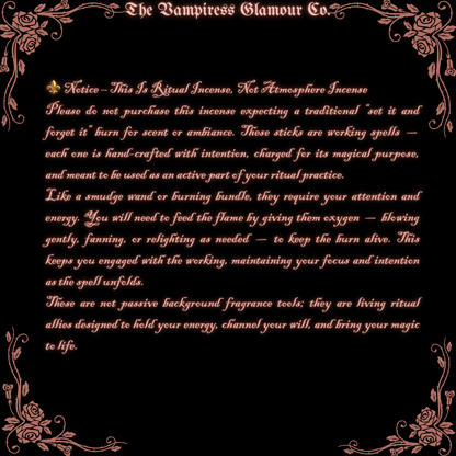 Liqueur de Rose Noire-Glamour, Seduction & Feminine Power Ritual & Spell Sticks