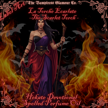 La Torche Écarlate Hecate Protection, Shadow Work & Divine Guidance
 Spelled Crystal-Infused Botanical Perfume Oil