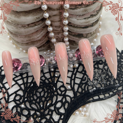 Reine Akasha — Queen Akasha Natural Peach Jelly Handcrafted Luxury Glamour Magick Gel Press-On Nails