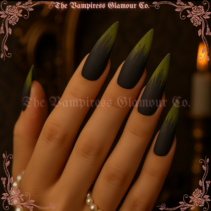 Absinthe Drip Luxury Handcrafted Glamour Magick Gel Press-On Nail Set