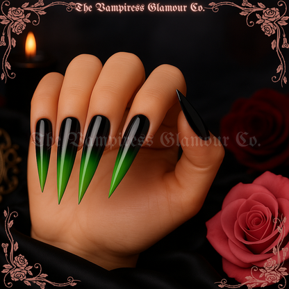 L’Enchanteresse Verte — The Green Enchantress Luxury Handcrafted Glamour Magick Gel Press-On Nail Set