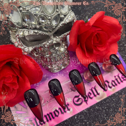 La Rose Noire — Black Rose Luxury Handcrafted Glamour Magick Gel Press-On Nail Set