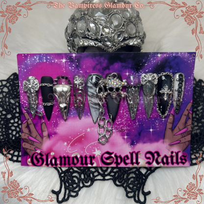 Chrome Dôme — The Rock Queen’s Talisman Luxury Handcrafted Glamour Magick Gel Press-On Nail Set