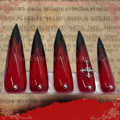 La Mort Écarlate — The Crimson Death Luxury Handcrafted Glamour Magick Gel Press-On Nail Set