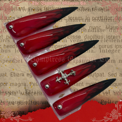 La Mort Écarlate — The Crimson Death Luxury Handcrafted Glamour Magick Gel Press-On Nail Set