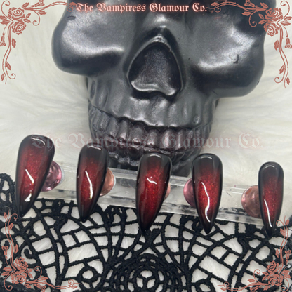 Rubis Hanté — The Haunted Ruby Luxury Handcrafted Glamour Magick Gel Press-On Nail Set