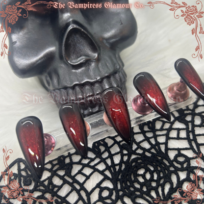 Rubis Hanté — The Haunted Ruby Luxury Handcrafted Glamour Magick Gel Press-On Nail Set