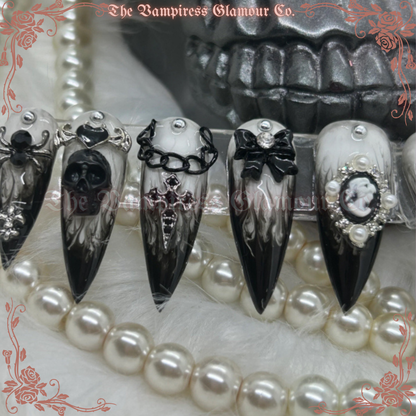 La Débutante Diabolique — The Devilish Debutante Luxury Handcrafted Glamour Magick Gel Press-On Nail Set