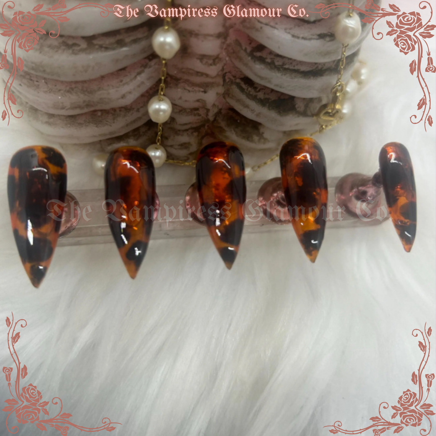 Tortue Tantalisante — Tantalizing Tortoise Luxury Handcrafted Glamour Magick Gel Press-On Nail Set