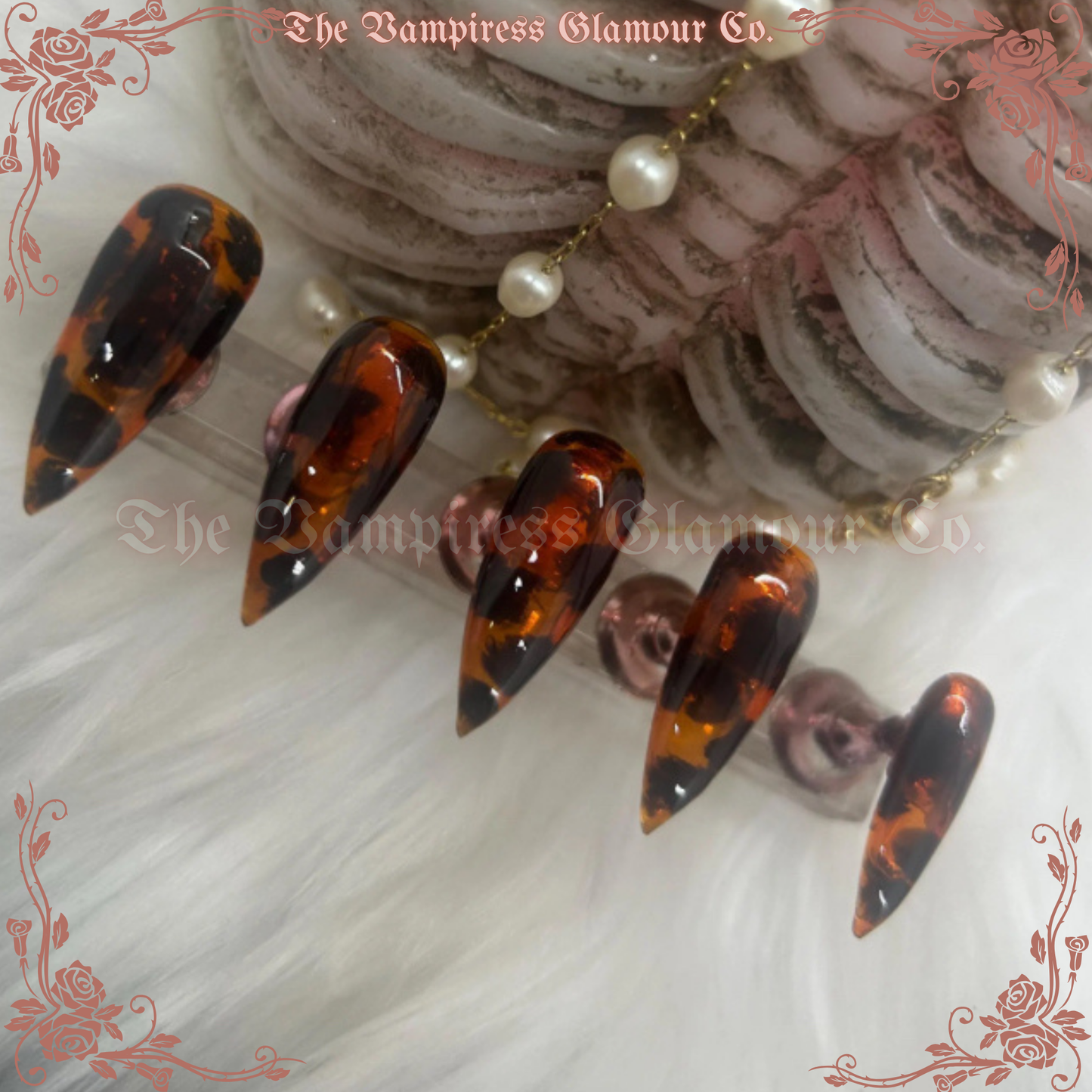 Tortue Tantalisante — Tantalizing Tortoise Luxury Handcrafted Glamour Magick Gel Press-On Nail Set
