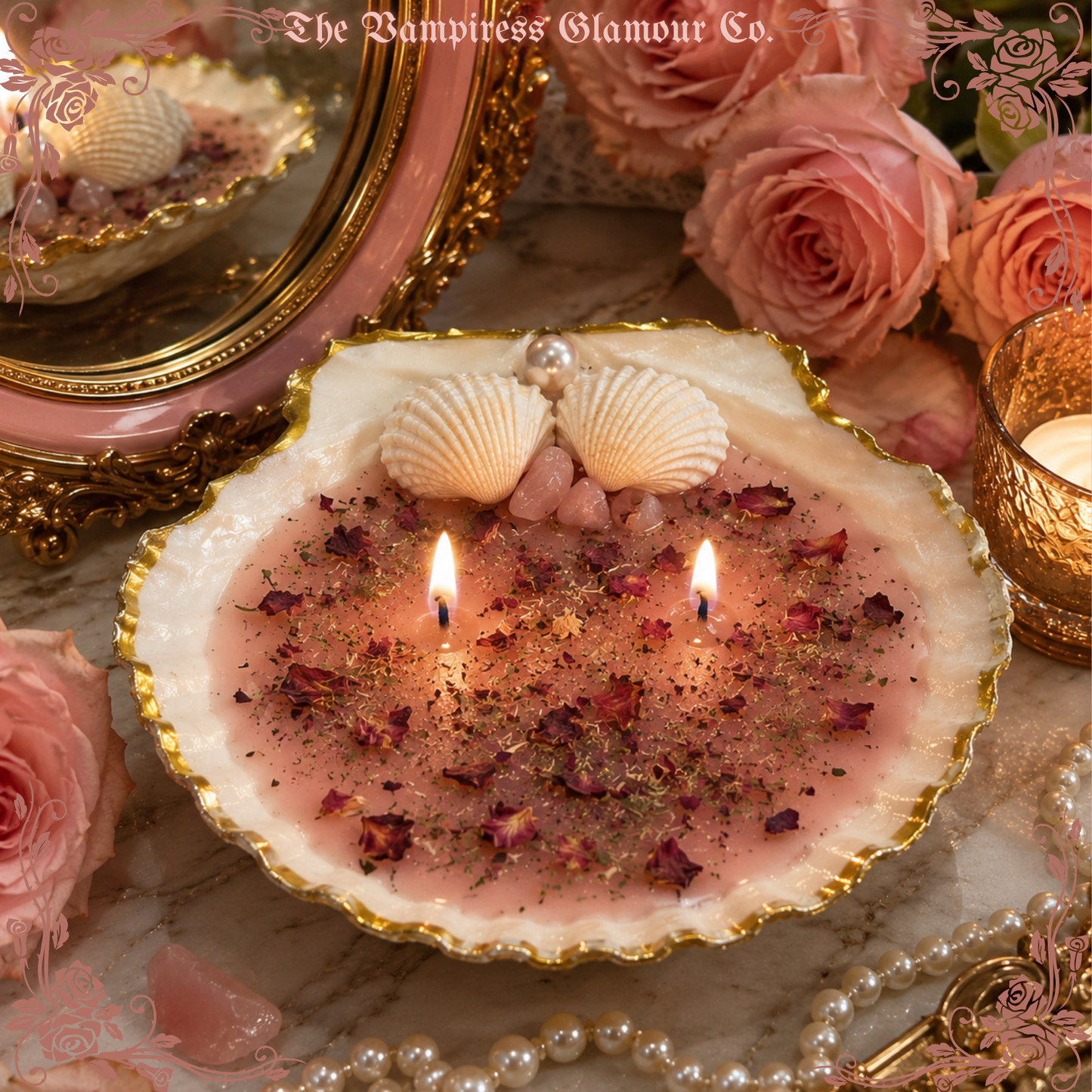 La Perle Enchantée — The Enchanted Pearl Shell Glamour Altar Candle