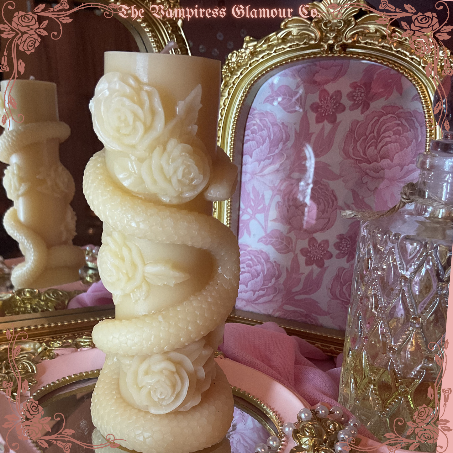 Le Serpent et la Rose Hand-Poured Artisanal Beeswax Sculptural Ritual Candle