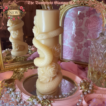 Le Serpent et la Rose Hand-Poured Artisanal Beeswax Sculptural Ritual Candle