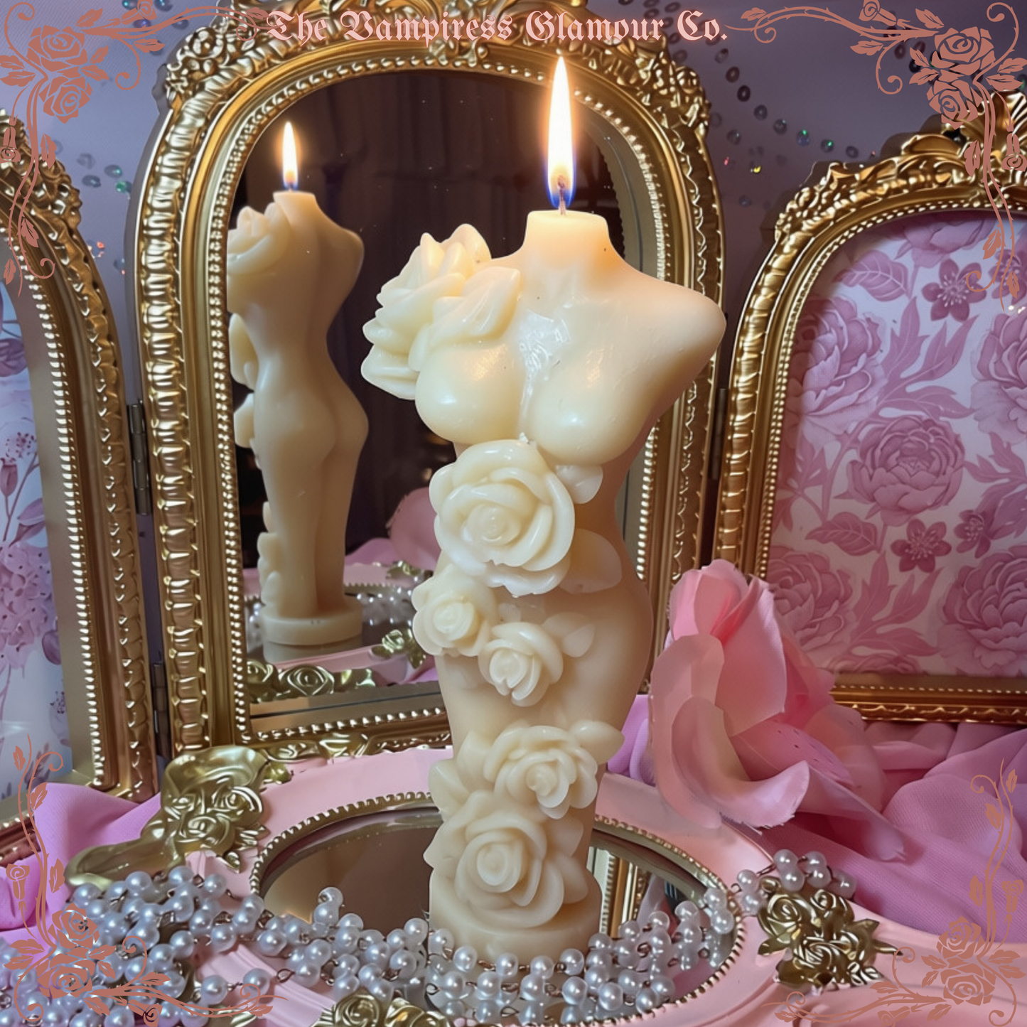 La Déesse et la Rose Hand-Poured Artisanal Beeswax Sculptural Ritual Candle