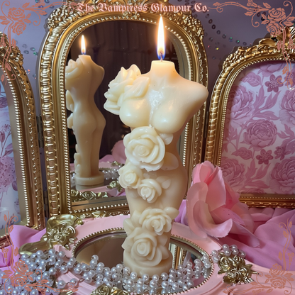La Déesse et la Rose Hand-Poured Artisanal Beeswax Sculptural Ritual Candle