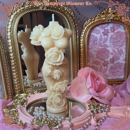 La Déesse et la Rose Hand-Poured Artisanal Beeswax Sculptural Ritual Candle