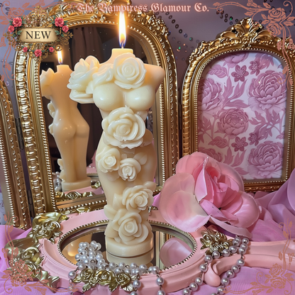 La Déesse et la Rose Hand-Poured Artisanal Beeswax Sculptural Ritual Candle