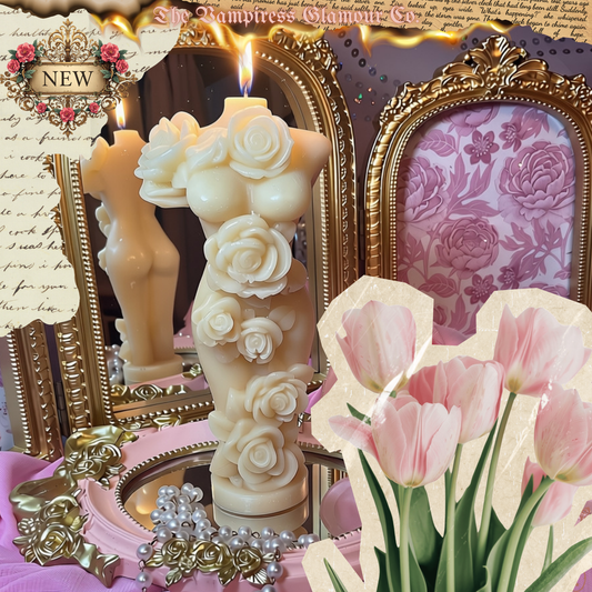 La Déesse et la Rose Spelled Artisanal Beeswax Sculptural Ritual Candle