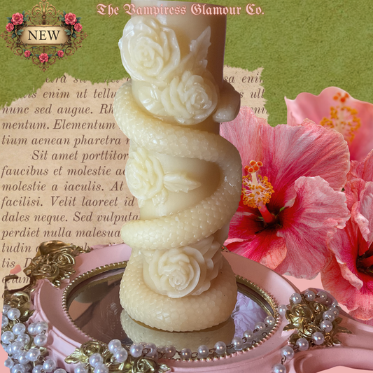 Le Serpent et la Rose Spelled Artisanal Beeswax Sculptural Ritual Candle